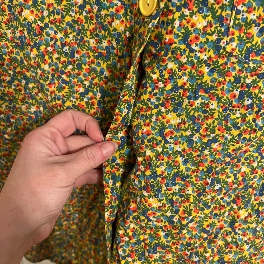 Vintage 70s Sears JR Bazaar Top Juniors 7 Yellow Green Retro Mod Blouse - Picture 5 of 10